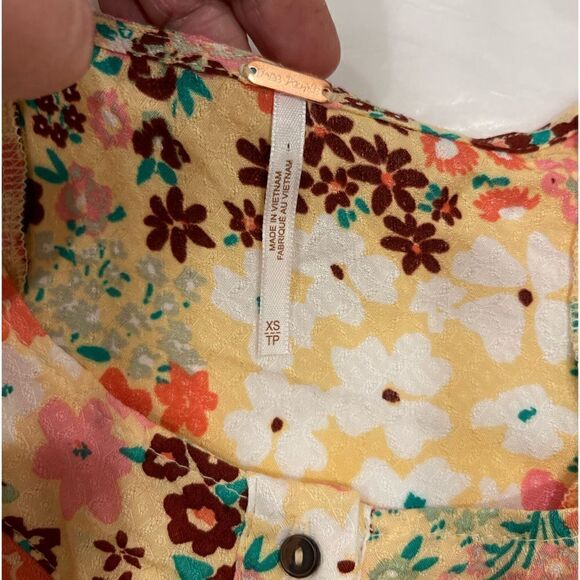 Free People Callie Floral Print Scoop Neck Short Sleeve Tunic Top .Size XS - Picture 13 of 16
